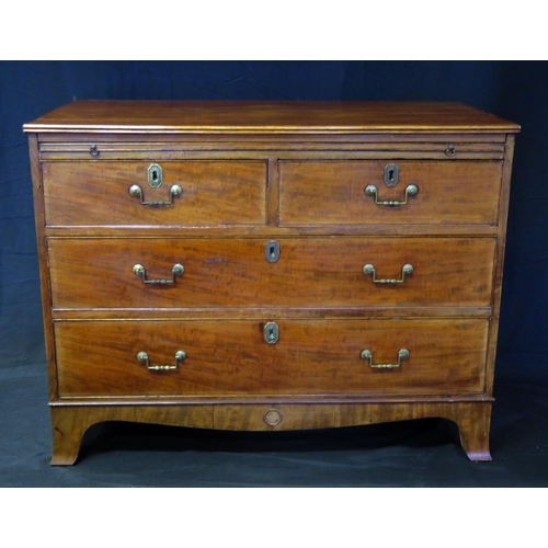 1618 - A George III mahogany chest, the rectangular top with a moulded edge, with brushing slide, containin... 