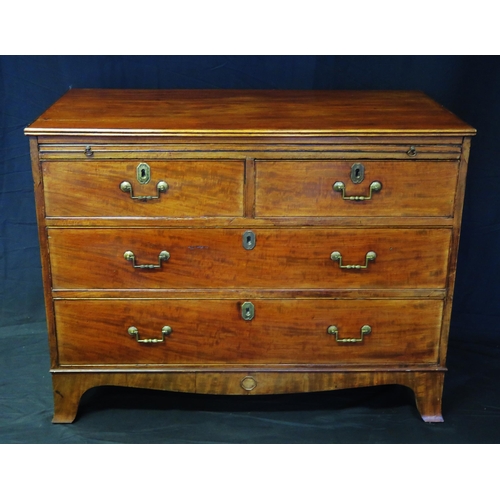 1618 - A George III mahogany chest, the rectangular top with a moulded edge, with brushing slide, containin... 