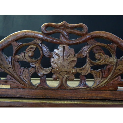 1626 - A continental walnut cabinet, with arched and carved foliate and scroll pediment, floral decorated f... 