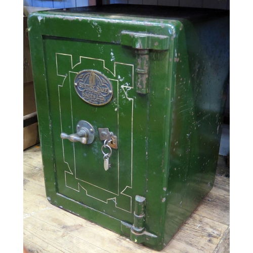 1637 - An Iron floor standing Sentry safe, with single door and key, 41cm wide, 56cm high.