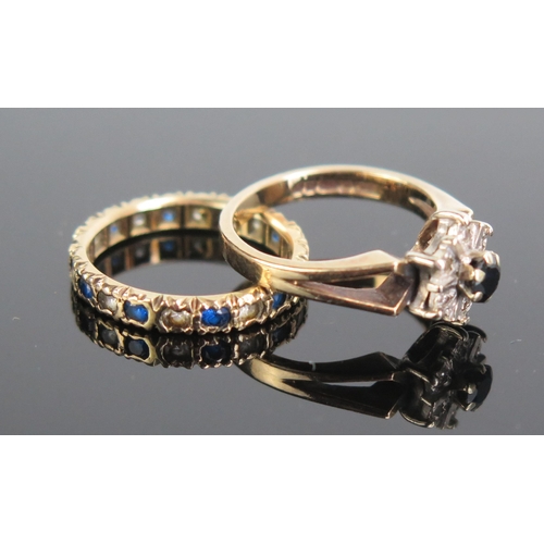 180 - A 9ct Gold, Sapphire and Diamond Cluster Ring (hallmarked, 10mm head, size J, 3g) and a yellow metal... 