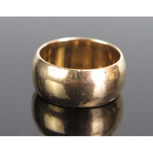 182 - A 9ct Gold Plain Wedding Band, 8mm wide, London 1959, size I, 5.1g