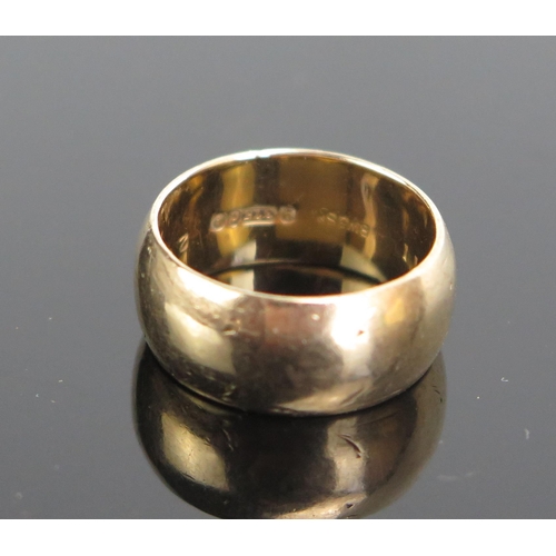 182 - A 9ct Gold Plain Wedding Band, 8mm wide, London 1959, size I, 5.1g