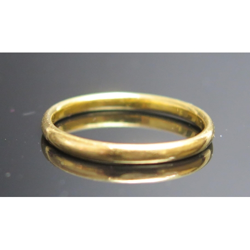 199 - A 22ct Gold Plain Wedding Band, 2.1mm wide, size O,  Birmingham 1933, 2.42g