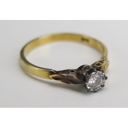 215 - A Modern 18ct Gold and Diamond Solitaire Ring, c. 3.3mm illusion set stone, hallmarked, size N.25, 2... 