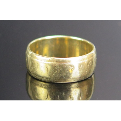 244 - A 9ct Gold Band, 6mm wide, size H, hallmarked, 3g