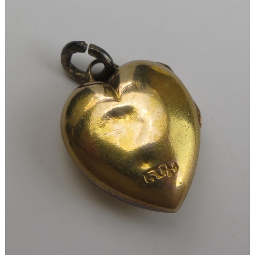 273 - A Victorian 15ct Gold and Rose Cut Diamond Heart Shaped Pendant, 20.5mm drop, stamped 15CT, 2.54g