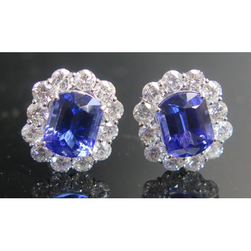 314 - A Pair of 18ct Gold, Tanzanite and Diamond Earrings, 11.96ct tanzanite, 5.35ct of diamonds, 20x7mm h... 