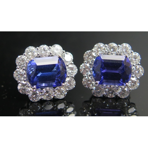 314 - A Pair of 18ct Gold, Tanzanite and Diamond Earrings, 11.96ct tanzanite, 5.35ct of diamonds, 20x7mm h... 