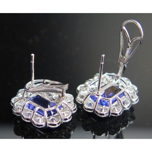 314 - A Pair of 18ct Gold, Tanzanite and Diamond Earrings, 11.96ct tanzanite, 5.35ct of diamonds, 20x7mm h... 