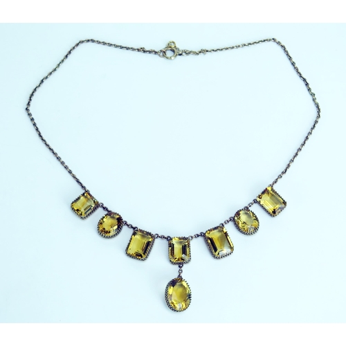 345 - A 9ct Gold and Citrine Fringe Necklace with integral 18.75