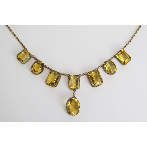 345 - A 9ct Gold and Citrine Fringe Necklace with integral 18.75