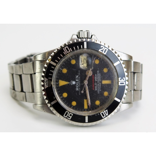 A Gent's ROLEX Submariner Wristwatch, ref: 1680, case no 5454390, caliber 1560 movement no.D528594. Boxed with various contemporary leaflets and later receipts, running. Partly restored and sold with original dial and back