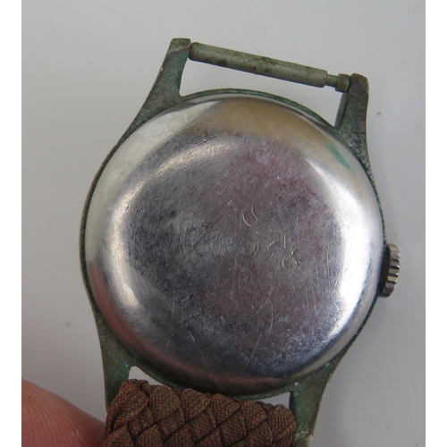 470 - A WWII OMEGA Military Wristwatch, 33.5mm case, the back marked 