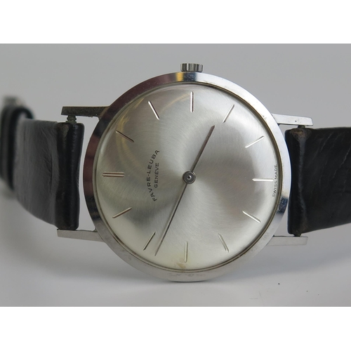 472 - A Gent's FAVRE-LEUBA Steel Cased Wristwatch, 33mm case. Boxed and running