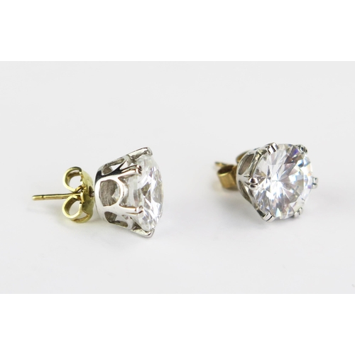 62 - A pair of 9ct Gold and Cubic Zircona Earrings, 10mm stones, hallmarked, 4.5g