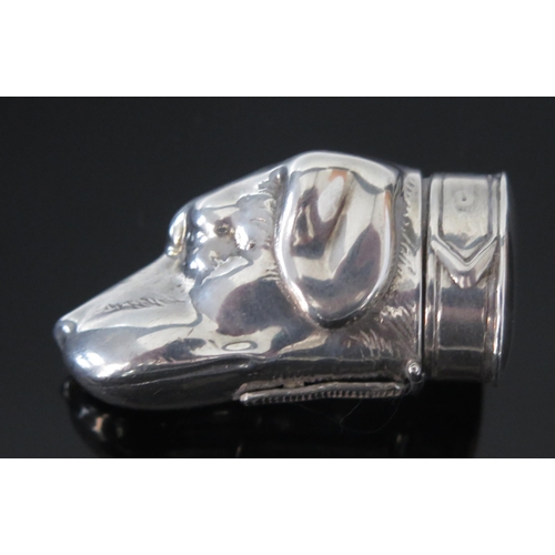 637 - A silver novelty vesta case, in the form of a dogs head, stamped 925, 5cm long, 37gms, 1.21ozs