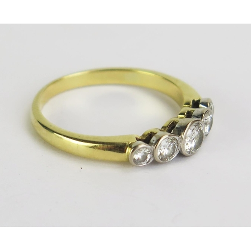 77 - An 18ct Gold Five Stone Diamond Ring, 4mm principal stone, hallmarked, size O.75, 3.79g gross