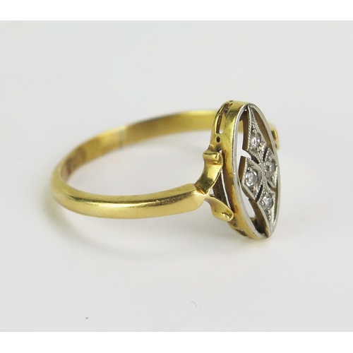 78 - An 18ct Gold and Diamond Panel Ring, stamped 18CT, size P.5, 3.0g gross