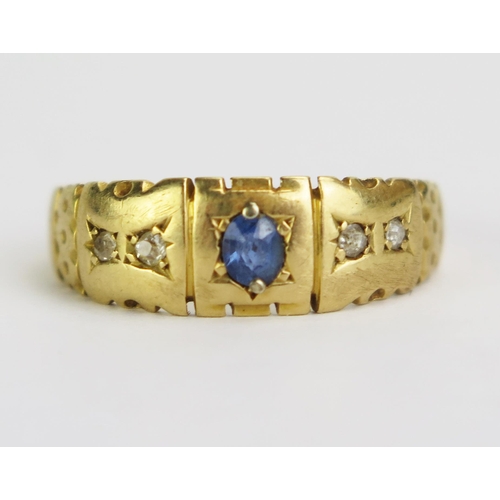 80 - An Antique 18ct Gold, Sapphire and Old Cut Diamond Ring, size M.75, Chester 1901, 3.16g gross