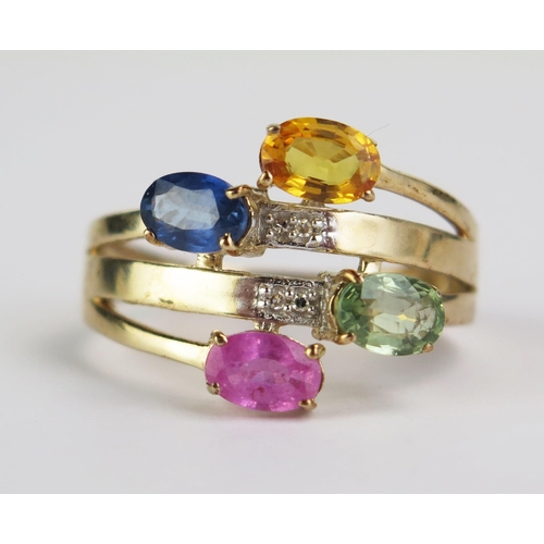 85 - An 9ct Gold Multi Stone Ring, hallmarked, size R.75, 3.74g gross