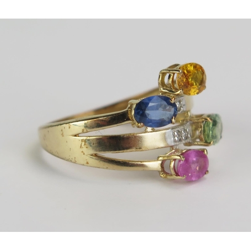 85 - An 9ct Gold Multi Stone Ring, hallmarked, size R.75, 3.74g gross