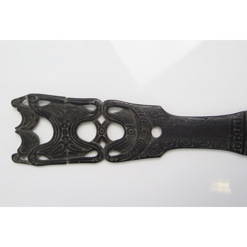 1670 - A Massim lime spatula, Trobriand Islands, Papua New Guinea, the handle with pierced decoration of st... 