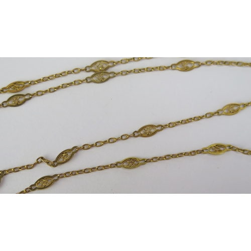 116 - An Antique French 18ct Gold Filigree Fancy Link Chain, stamped eagle mark, 20.25