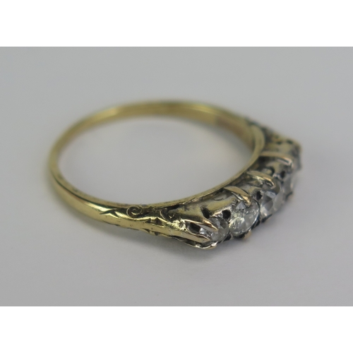 132 - An Antique 18ct Gold and Old Cut Diamond Five Stone Ring, stamped 18CT, size M, 2.49g