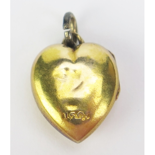 135 - A Victorian 15ct Gold and Rose Cut Diamond Heart Shaped Pendant, 20.5mm drop, stamped 15CT, 2.54g