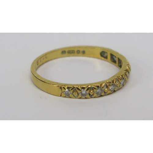 139 - An 18ct Gold and Diamond Half Eternity Ring, size M.5, London hallmarks, 2.08g