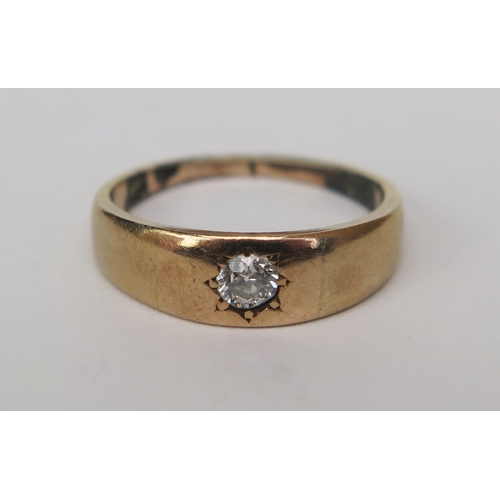 143 - An Old Cut Diamond Gypsy Ring in a precious yellow metal setting, 3.3mm stone, KEE tested as c. 14ct... 