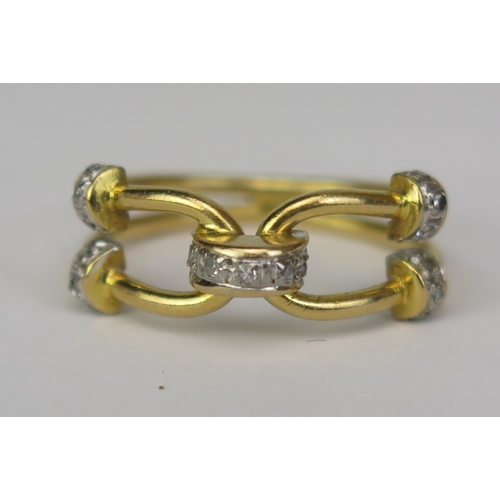 148 - A Modern 18ct Gold and Diamond Ring, size L, stamped 750, 3.7g