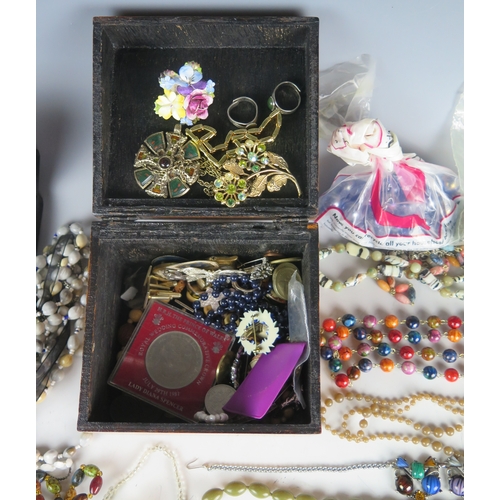 155 - A Selection of Costume Jewellery, Watches including Accurist and coins, etc.