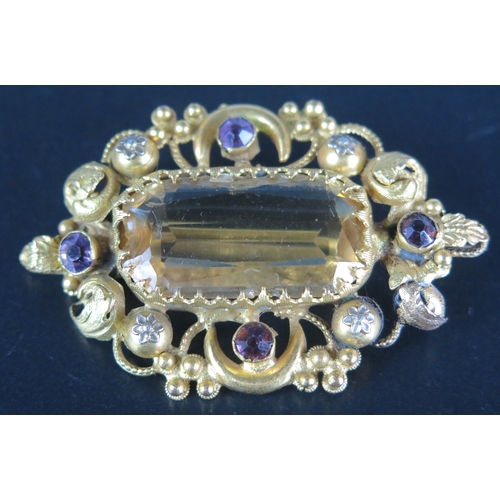 161 - A 19th Century Gilt Metal and Paste Brooch, 50x32.7mm