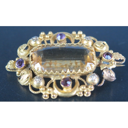 161 - A 19th Century Gilt Metal and Paste Brooch, 50x32.7mm