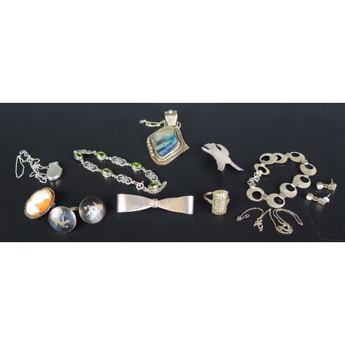 176 - A Selection of Silver Jewellery  including two bracelets, locket on chain, abalone shell set pendant... 