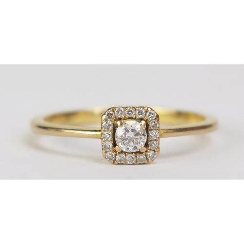 184 - An 18K Gold and Diamond Ring, size M, stamped 18K750 .18ct, 1.81g