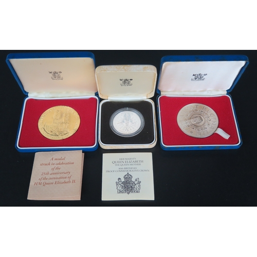 392 - A Royal Mint Silver Gilt 25th Anniversary of QEII Coronation (boxed with COA, 88.2g), QEII Silver Ju... 