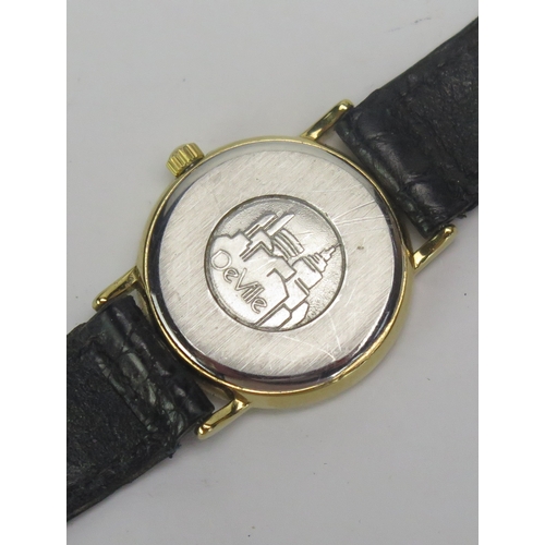 407 - A Modern Ladies Omega De Ville Gold Plated Wristwatch, 22mm case, quartz movement. Untested, needing... 