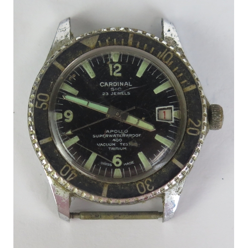 410 - A 1960's CARDINAL Sicura Apollo Diving Watch, 38mm steel case with 23 jewel mechanical movement. Run... 