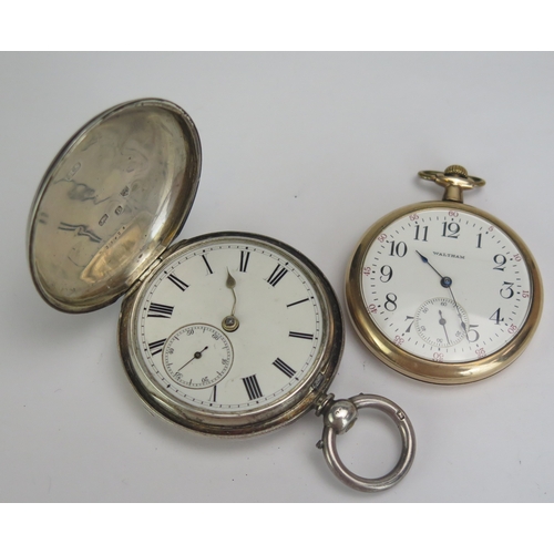 419 - A Victorian Silver Full Hunter Pocket Watch with engine turned decoration, 48.8mm case with unsigned... 