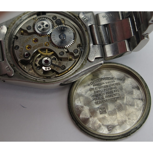 422 - A Rolex Oyster Steel Cased Wristwatch, ref: 2280, (c. 1940's), 30mm case, back no. 129793 2280, 17 r... 