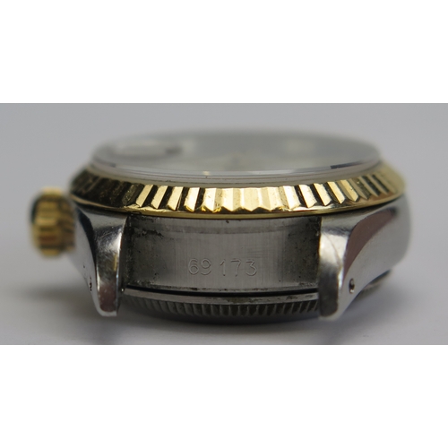 423 - A Ladies ROLEX Steel and Gold Datejust, ref: 69173,  26mm Oyster case, no. E161650, back no. 69000A,... 