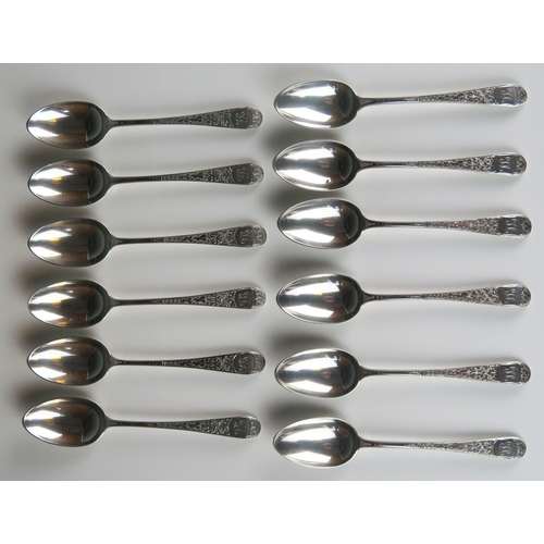 529 - A set of six Scottish silver Old English pattern teaspoons, maker Thomas Smith & Son, Glasgow, 1888,... 