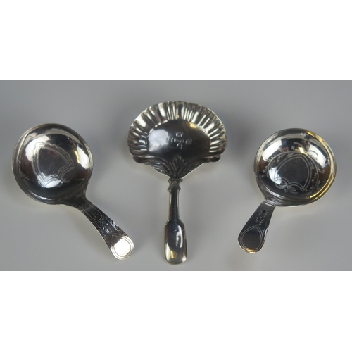 539 - A pair of George III silver caddy spoons, maker Thomas Willmore, Birmingham, 1801, the bowls with ch... 