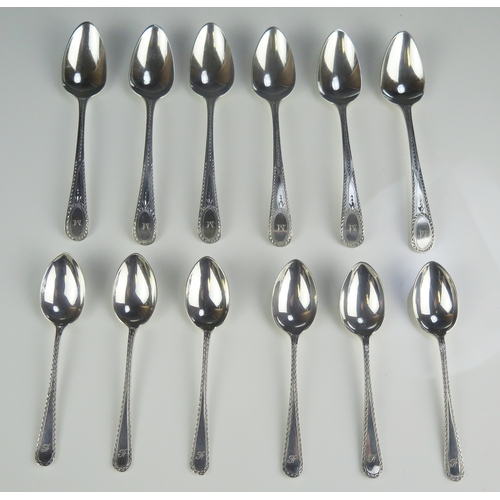 553 - A set of six George III silver Old English pattern teaspoons, maker George Smith (II) & Thomas Hayte... 