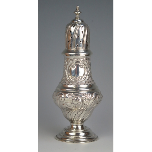 561 - A Victorian silver sugar caster, maker Abraham Meyer Blanckensee, Birmingham, 1897, of baluster form... 