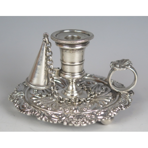 595 - A George III silver chamberstick, maker Rebecca Emes & Edward Barnard I, London, 1818, with urn-shap... 