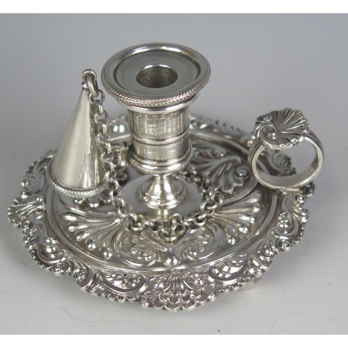 595 - A George III silver chamberstick, maker Rebecca Emes & Edward Barnard I, London, 1818, with urn-shap... 